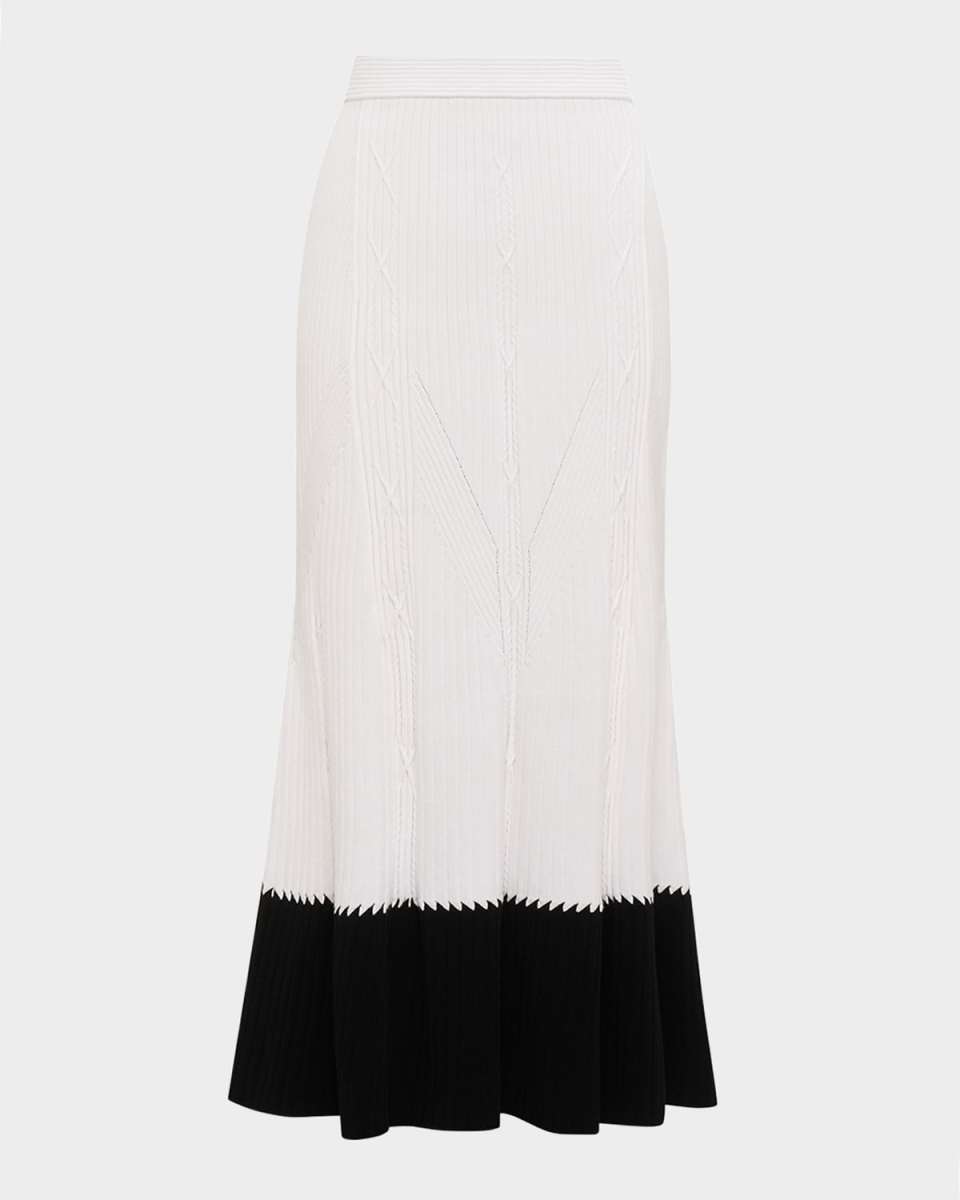 Benedetta Ribbed Two-Tone Midi Skirt